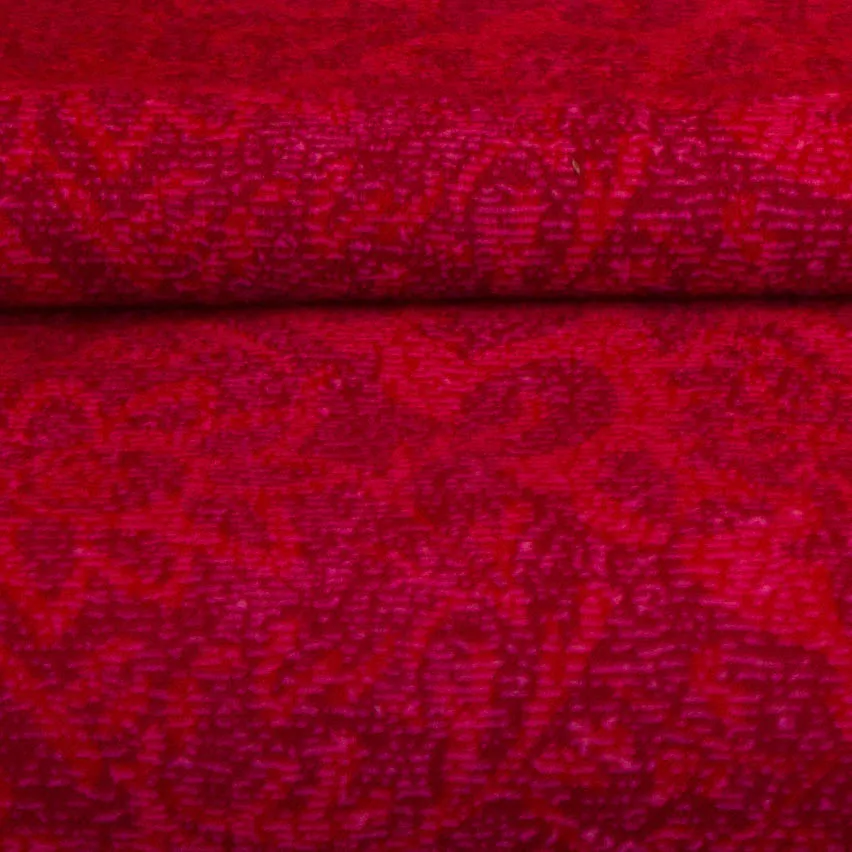 Katoen rood met donkerrood motief